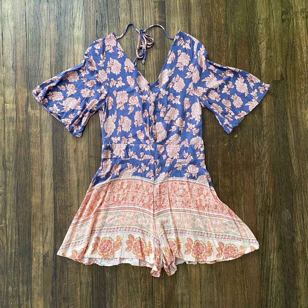 Xhilaration lavender & peach floral romper
